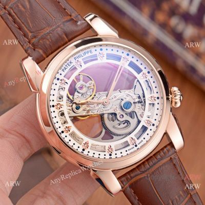 Patek Philippe Geneve 42mm Watch Rose Gold Skeleton Dial